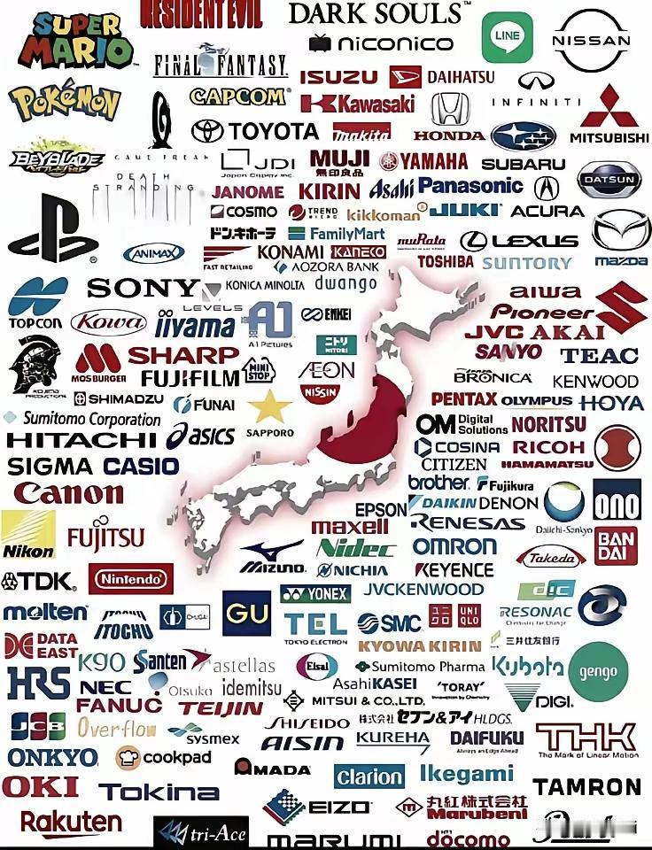 这张图片是一张日本品牌标志集合图日本成为发达国家，是这些日本企业的助力。