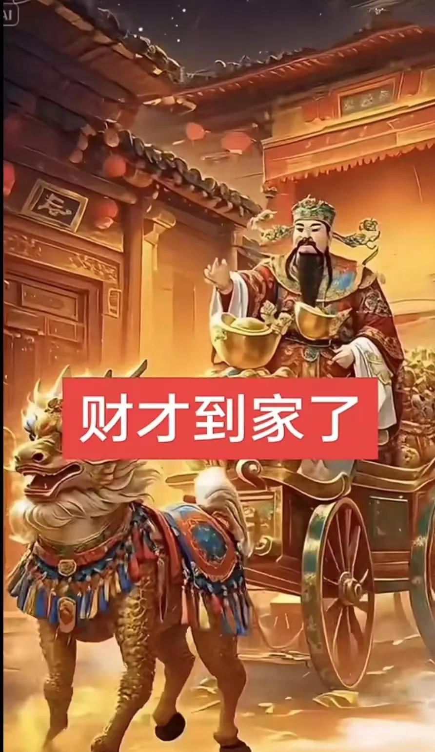 快开门啊善良的人，活该你发财，快恭迎财神爷到你家里送财了，接了，你将鸿运当头，