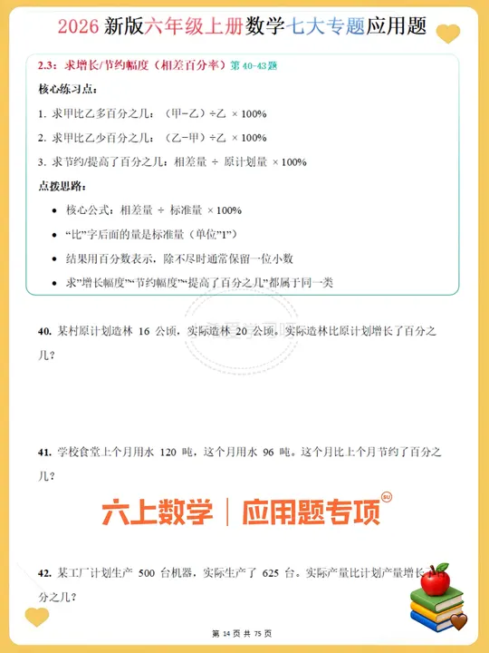 六年级上册数学7大专题99道应用题吃透。