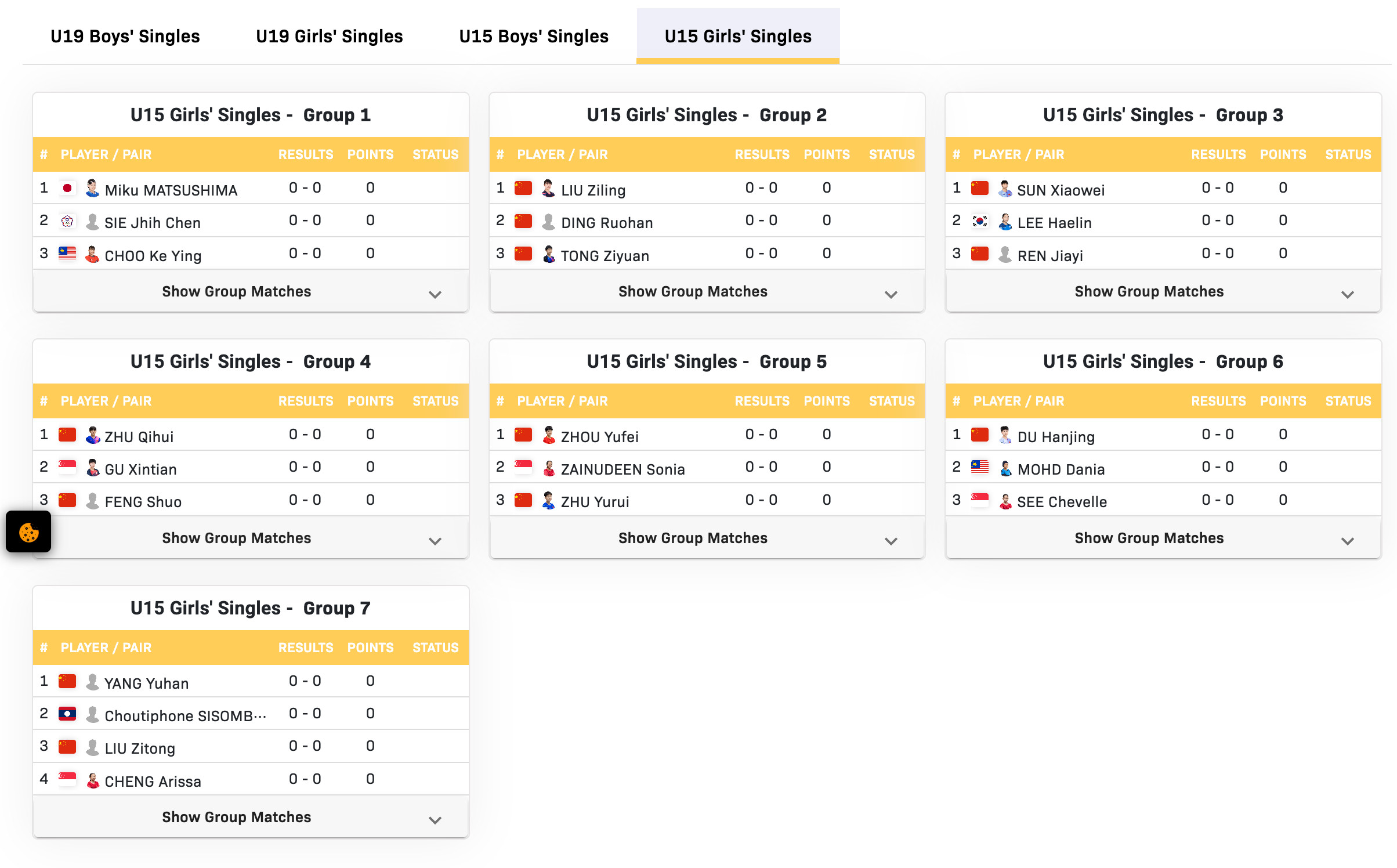 2026WTT中国青少年大满贯｜U15女单分组Group1：松岛美空🇯🇵、谢