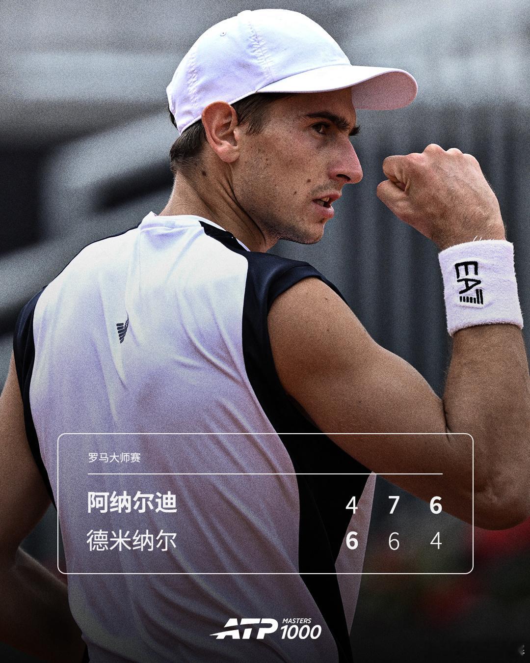 阿纳尔迪逆转晋级ATP1000罗马站第二轮，本土外卡选手阿纳尔迪苦战三盘，以4