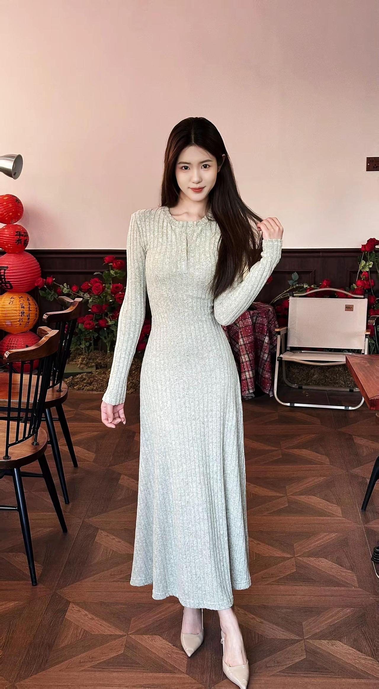 你温柔的唇致命的眼神温柔穿搭针织裙