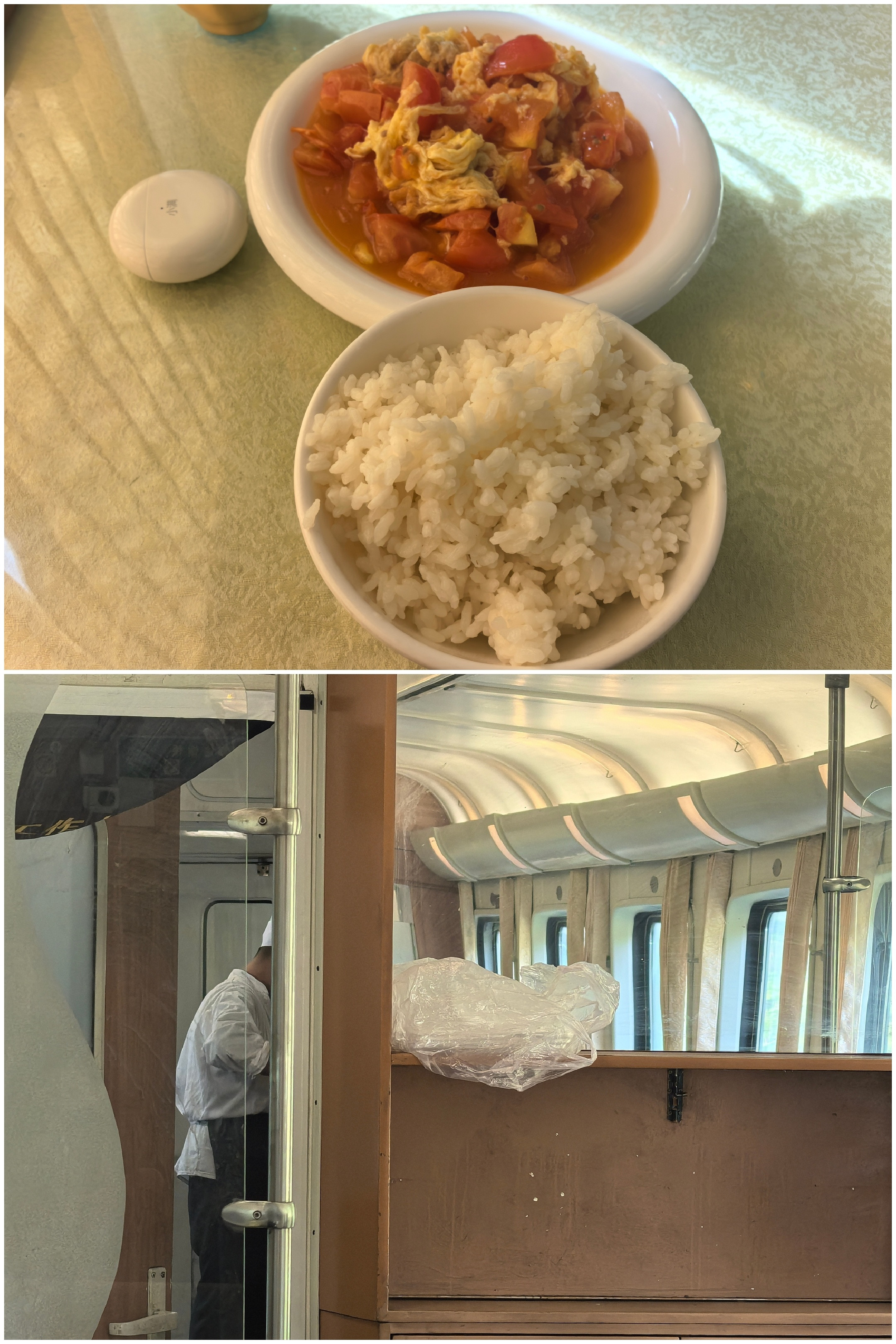 乘绿皮火车T9途中，发现列车餐车还能现炒，在如今高铁都是预制盒饭，出于安全考虑不