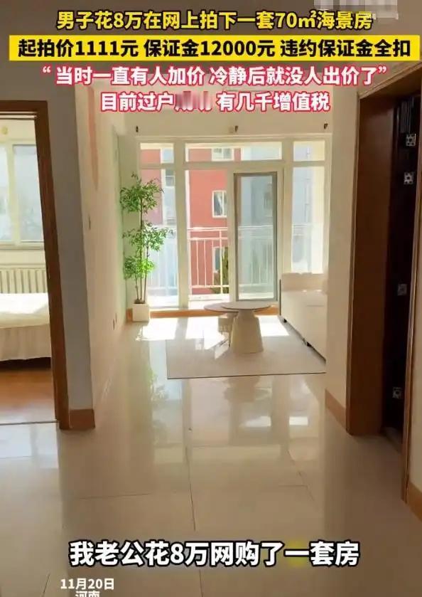 男子花8万元网购70平海景房：目前过户成功？我去看了，全是1000左右的起
