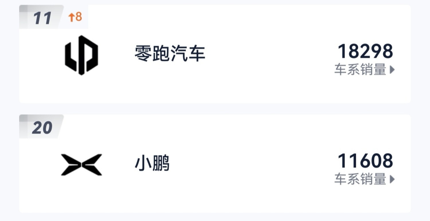 2月，官方公布的销量：零跑是28067辆，小鹏是15256辆。现在国内终端零