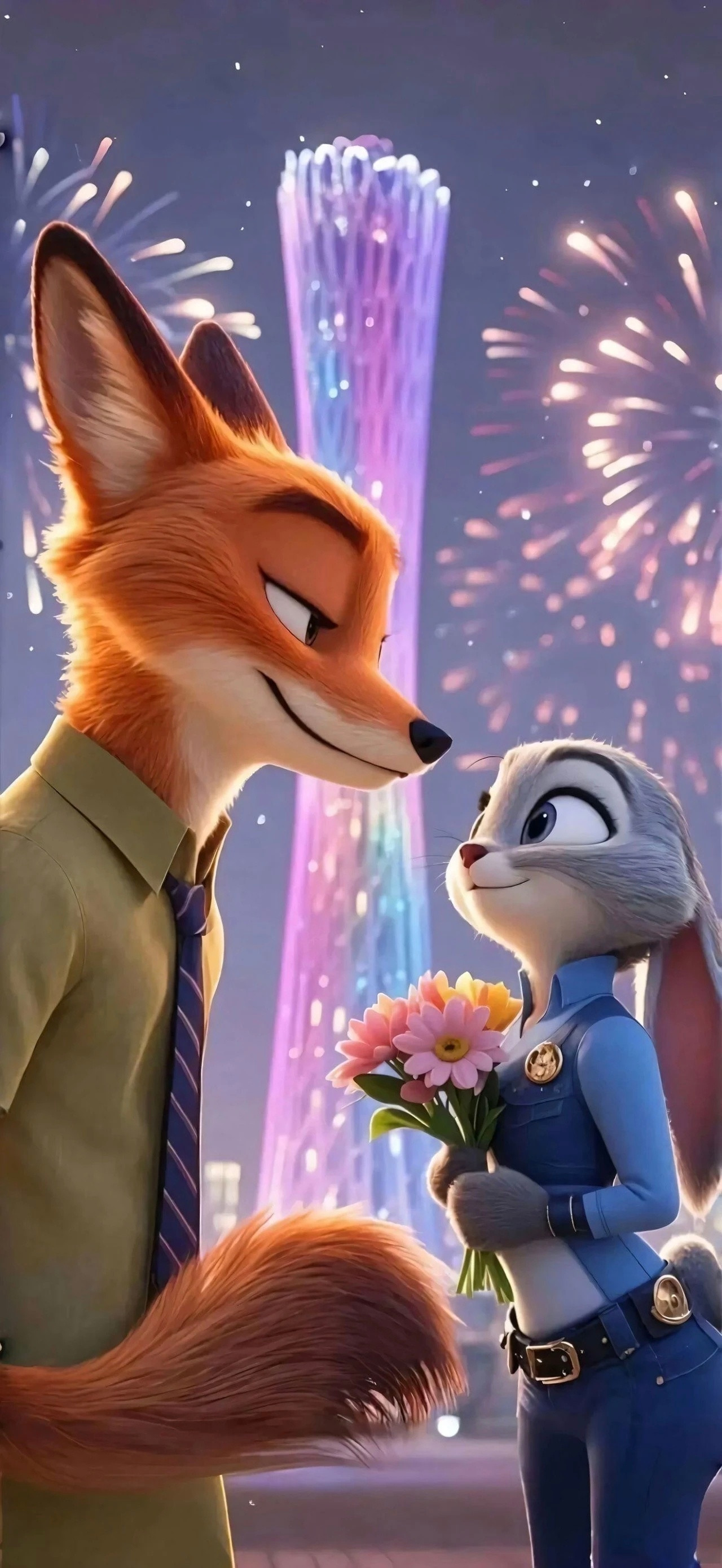 动漫次元新星计划疯狂动物城2尼克和朱迪一组，一组狐兔cp的手机壁纸。