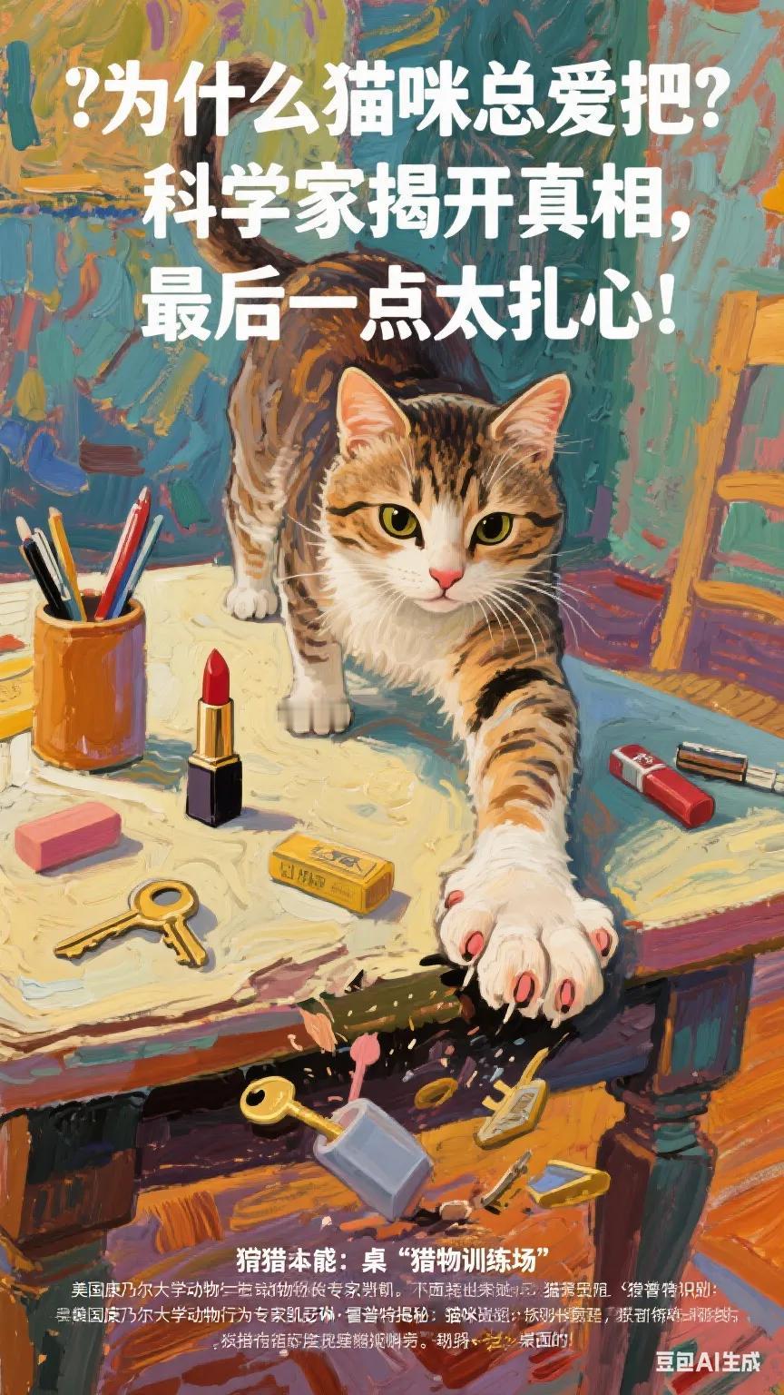 为什么猫咪总爱把东西推下桌？科学家揭开真相，最后一点太扎心！你有没有经历过：