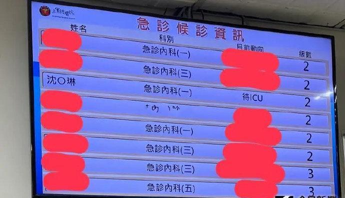 希望沈玉琳能度过难关！真的有网友在三军总医院急诊室看到了沈玉琳，人明显憔悴另外