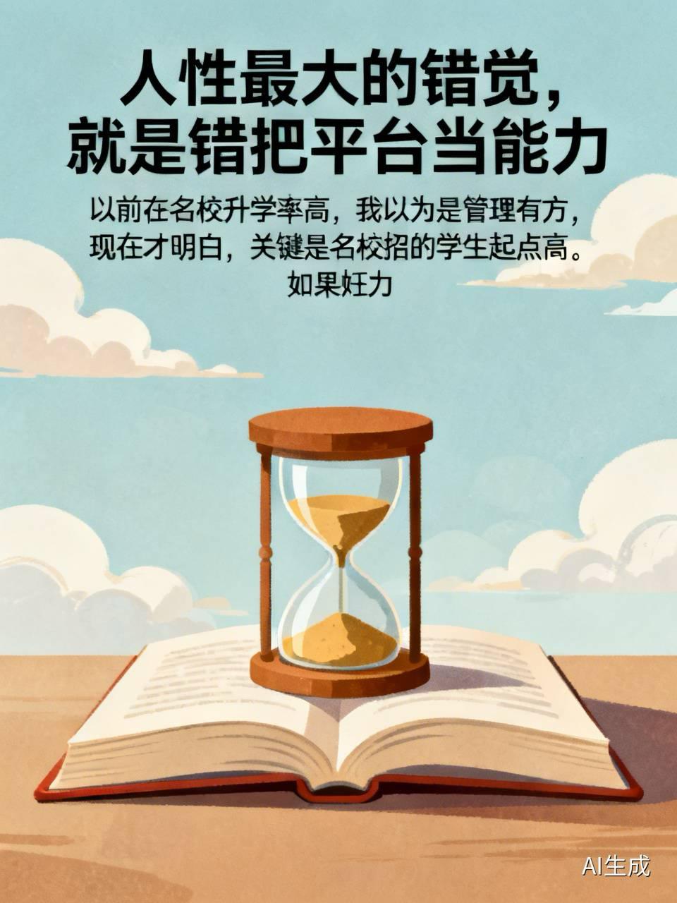 人性最大的错觉，就是错把平台当能力。一位知名公立高中的老校长，退休后带着名校光