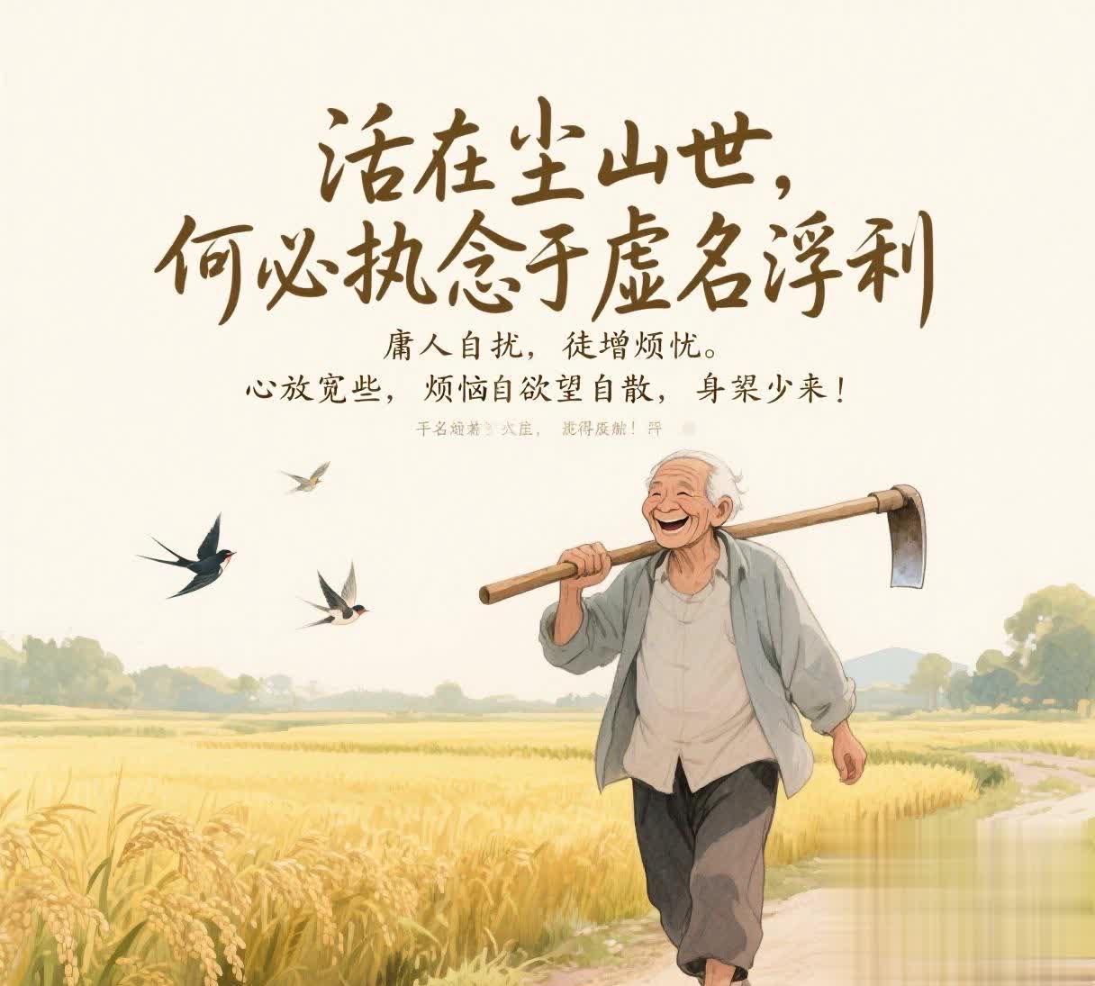 活在尘世，何必执念于虚名浮利，庸人自扰，徒增烦忧。心放宽些，烦恼自散！