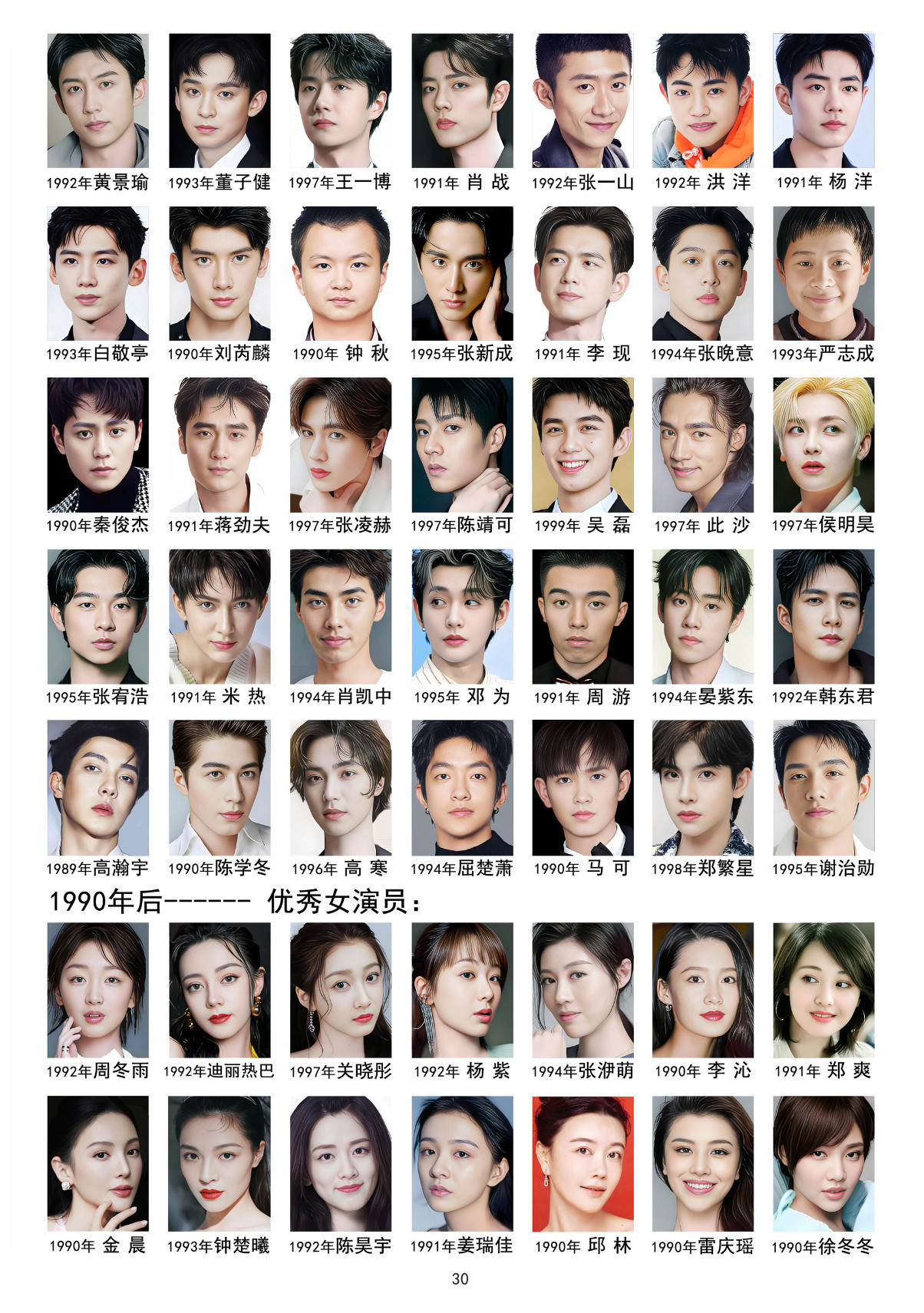 中国电影百年影视优秀演员榜
