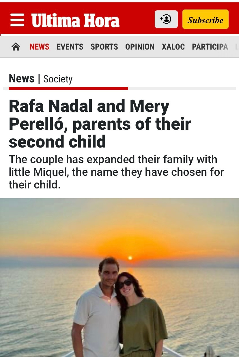 GoodNews：恭喜纳达尔和梅花迎来二胎，又是个儿子🙌[打cal