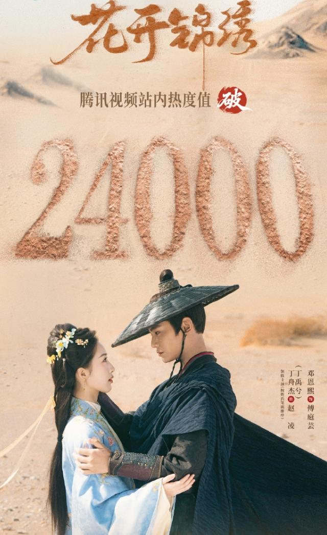 丁禹兮《花开锦绣》首开数据！《花开锦绣》首日站内热度23671，暂列腾讯第七，