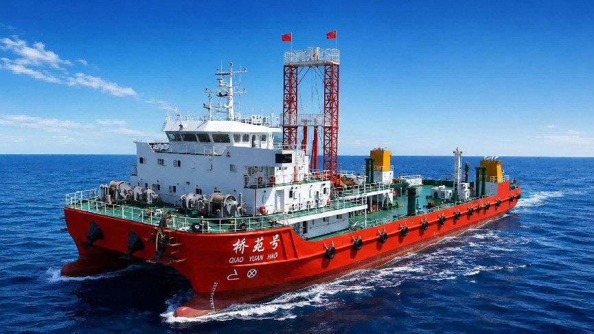 新一代海洋工程勘察船“桥苑号”在浙江台州下水