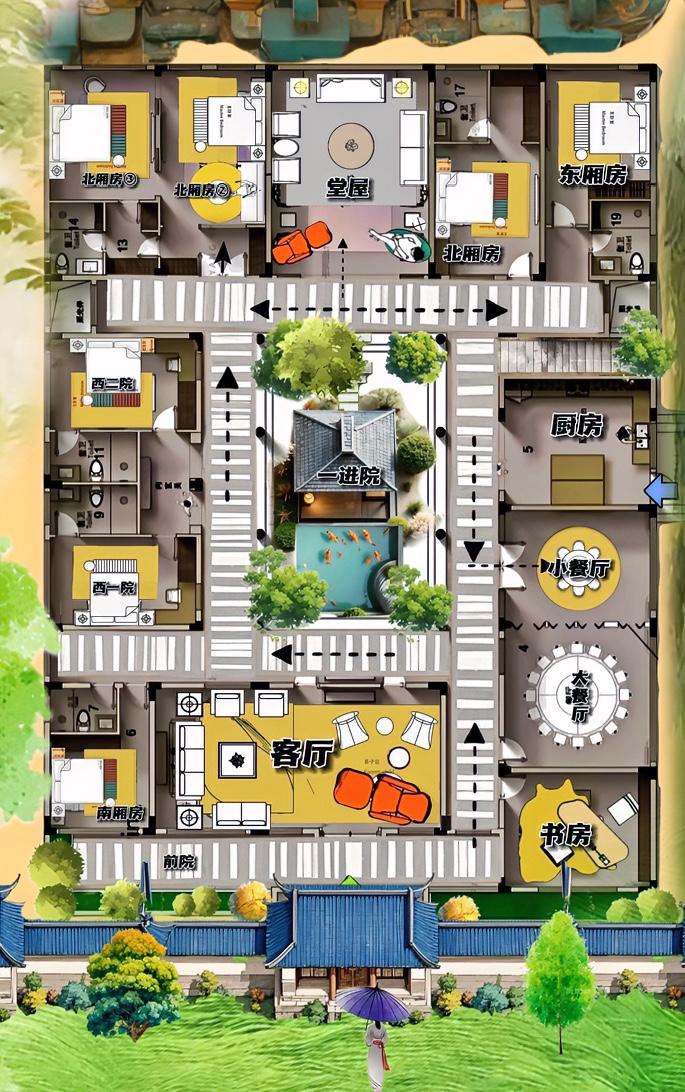 你瞧，风华正茂的自建房，不是七间房，布局才是最美的风景。567㎡像我最喜欢的合