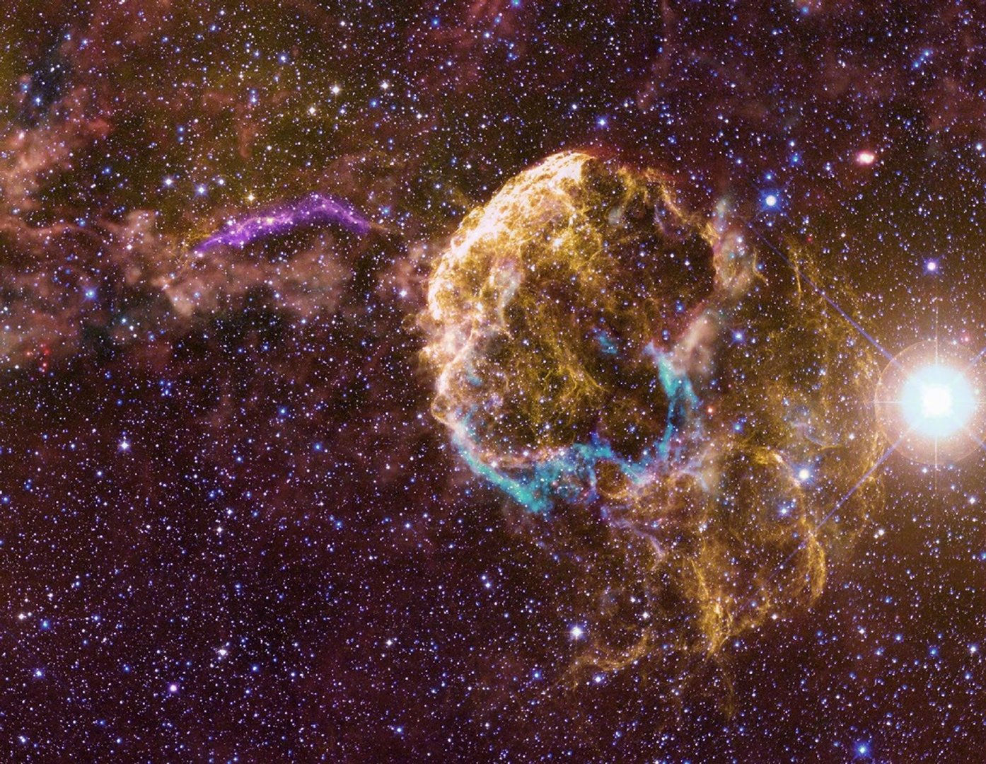 6000光年外的双子座方向，有一团超新星遗迹叫水母星云，是已知最亮的伽马射线超新