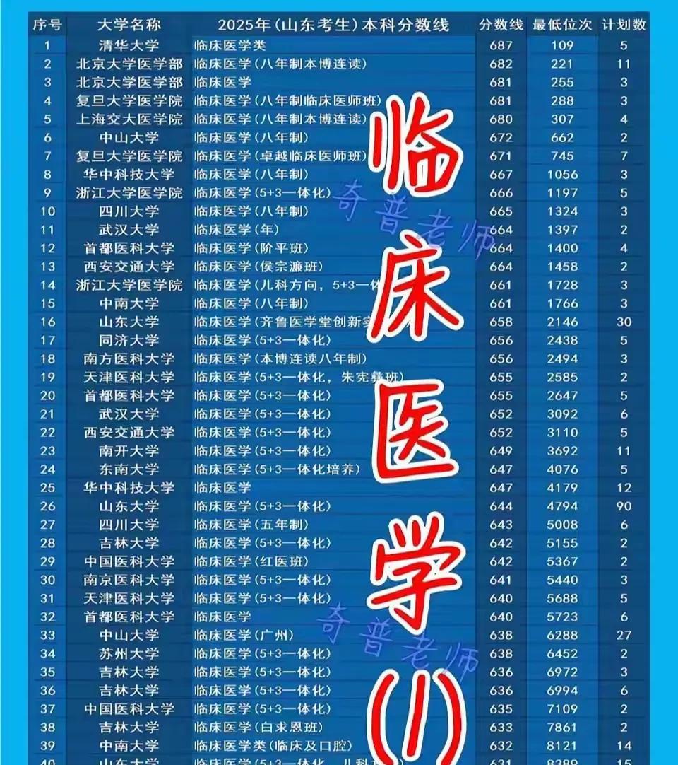 2025山东省物理类临床医学投档线，谁是最大的赢家，谁又是黑马逆袭，谁才是真正的