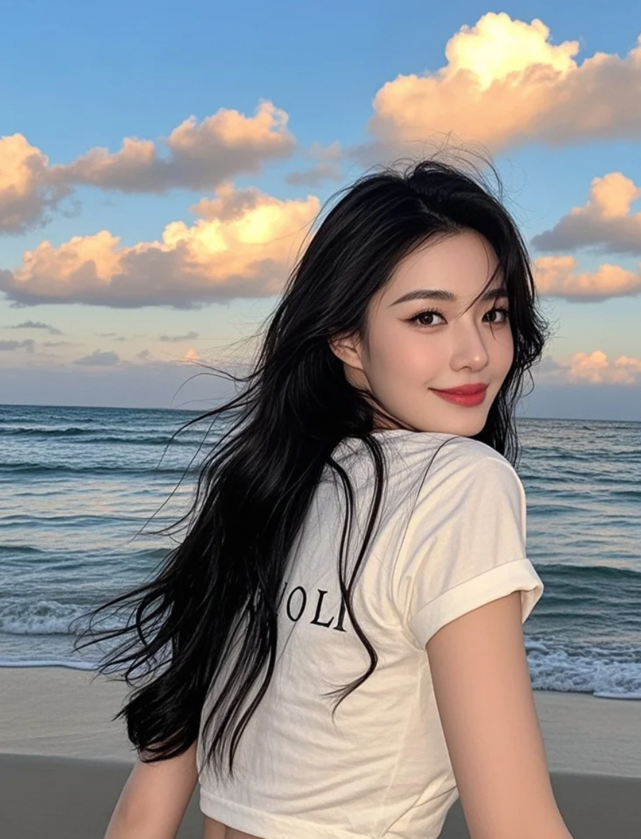 她的笑容，比海边的夕阳更暖