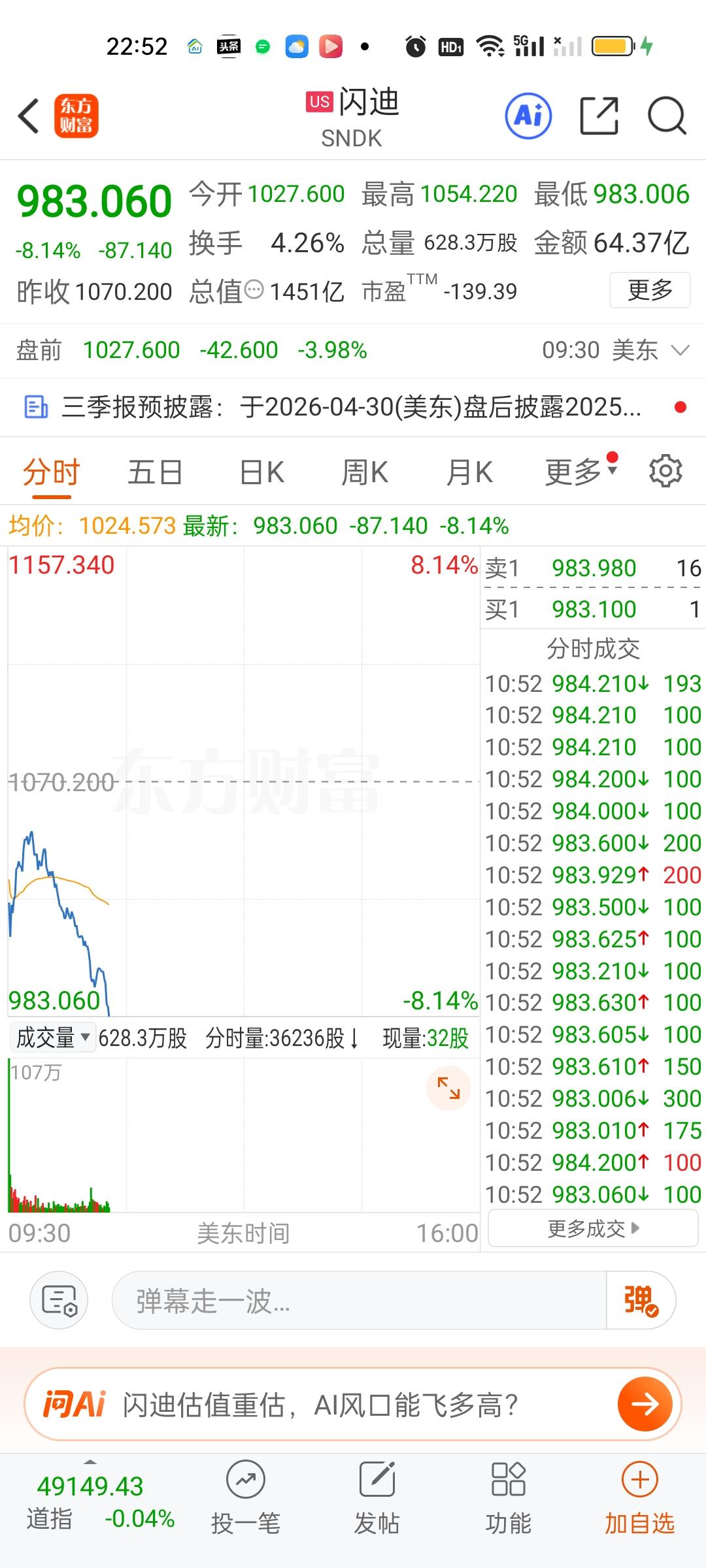 此刻美国科技股已经全部崩了，明天我们的科技跟崩是板上钉钉的事情。这个就不需要有任