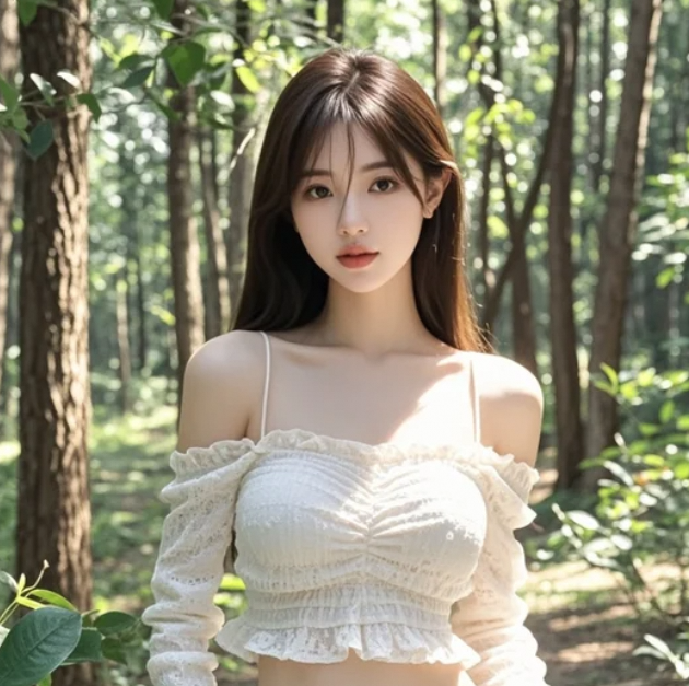 森林深处的她，美得如同童话里的精灵
