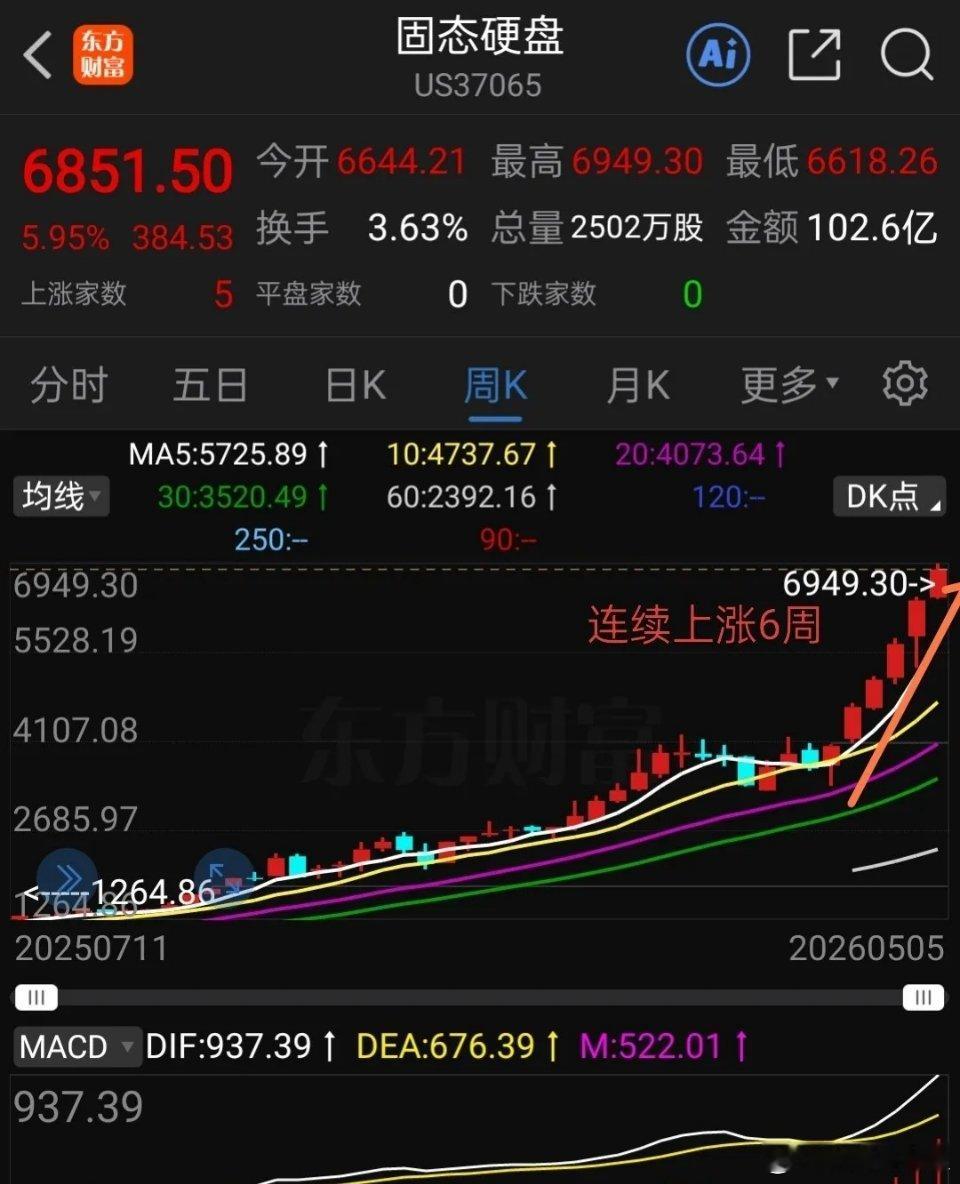 看看美股存储芯片与Cpo是怎样上涨的？下面是美股存储芯片与Cpo共封装光学日线周
