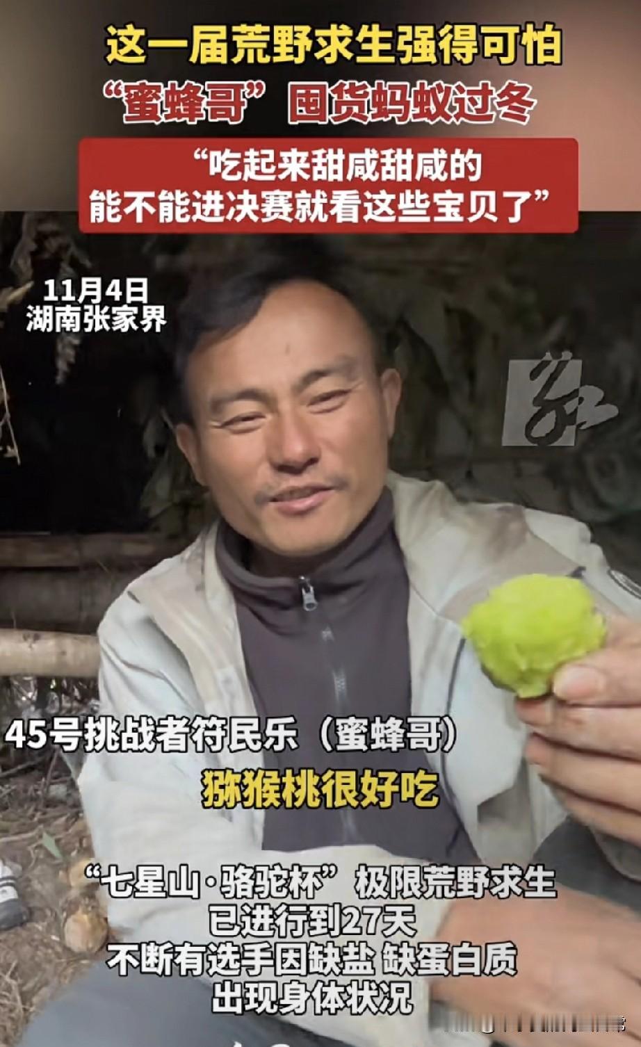 荒野求生玩疯了蜜蜂哥囤蚂蚁过冬!湖南张家界这届荒野求生选手绝了！“蜜蜂哥”