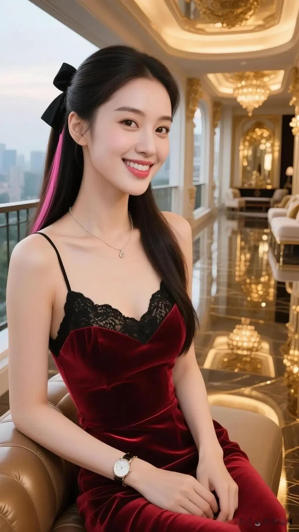 偏爱这抹复古红，把热烈藏于时光，保持热爱，活成自己的高光时刻。素净少女照红装