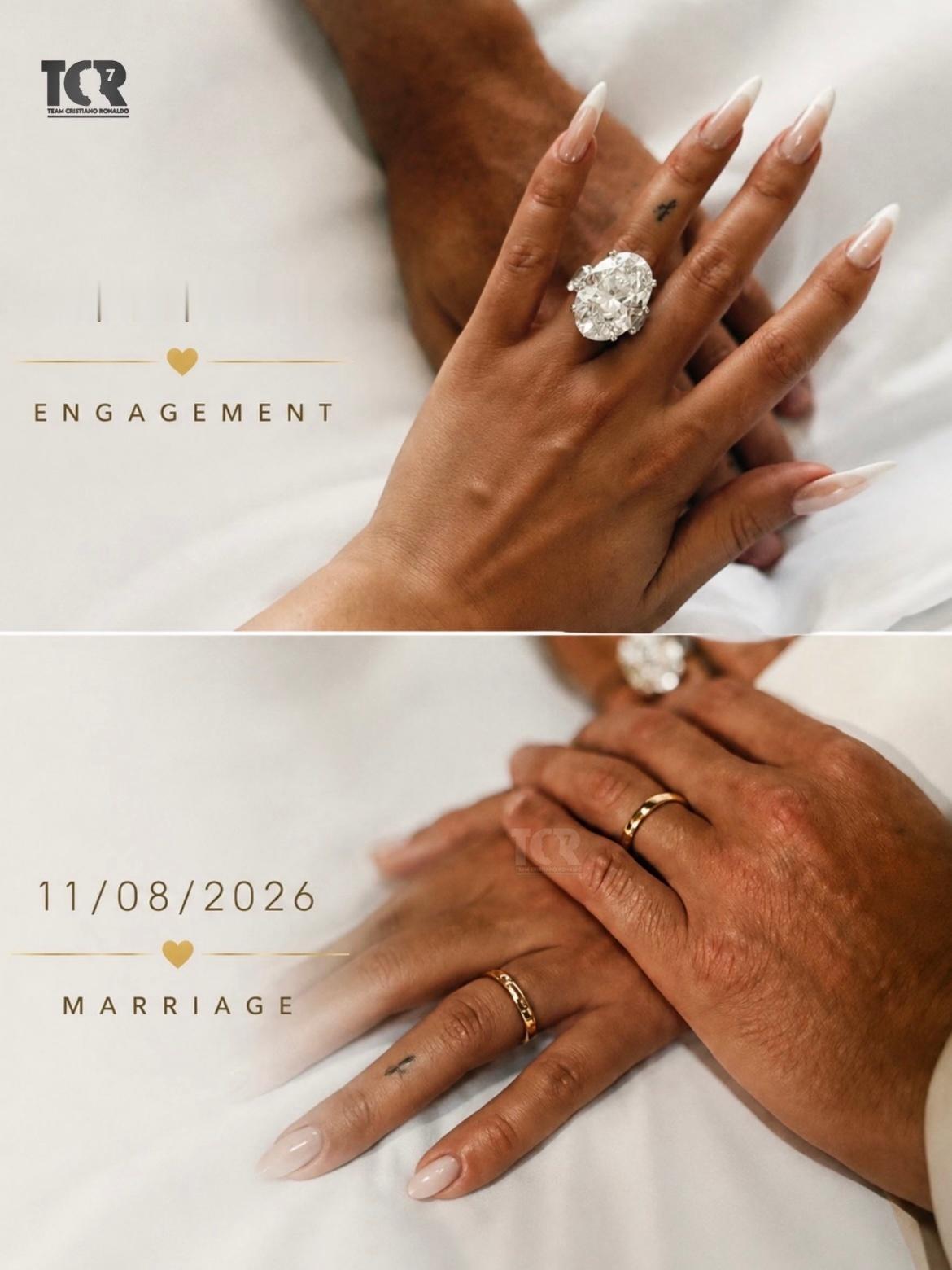 C罗宣布结婚被C罗的浪漫细节戳到了💍结婚官宣选在订婚一周年当天！一年前的同一