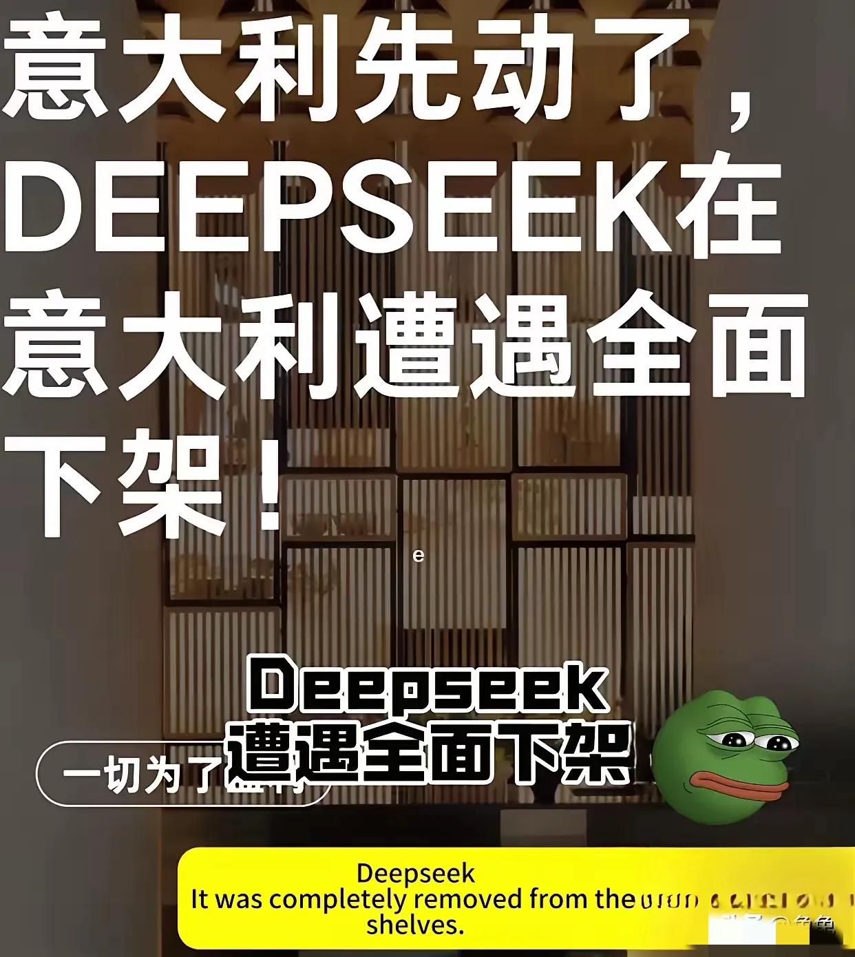 意大利肠子可能都悔青了意大利果断宣布下架DeepSeek，本以为是抢占先机的明