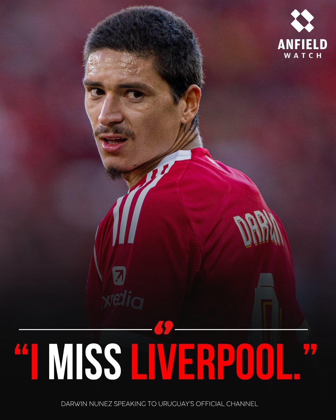 【游子思家】达尔文·努涅斯坦言自己想念利物浦👇：“如果我说不想念他们（利