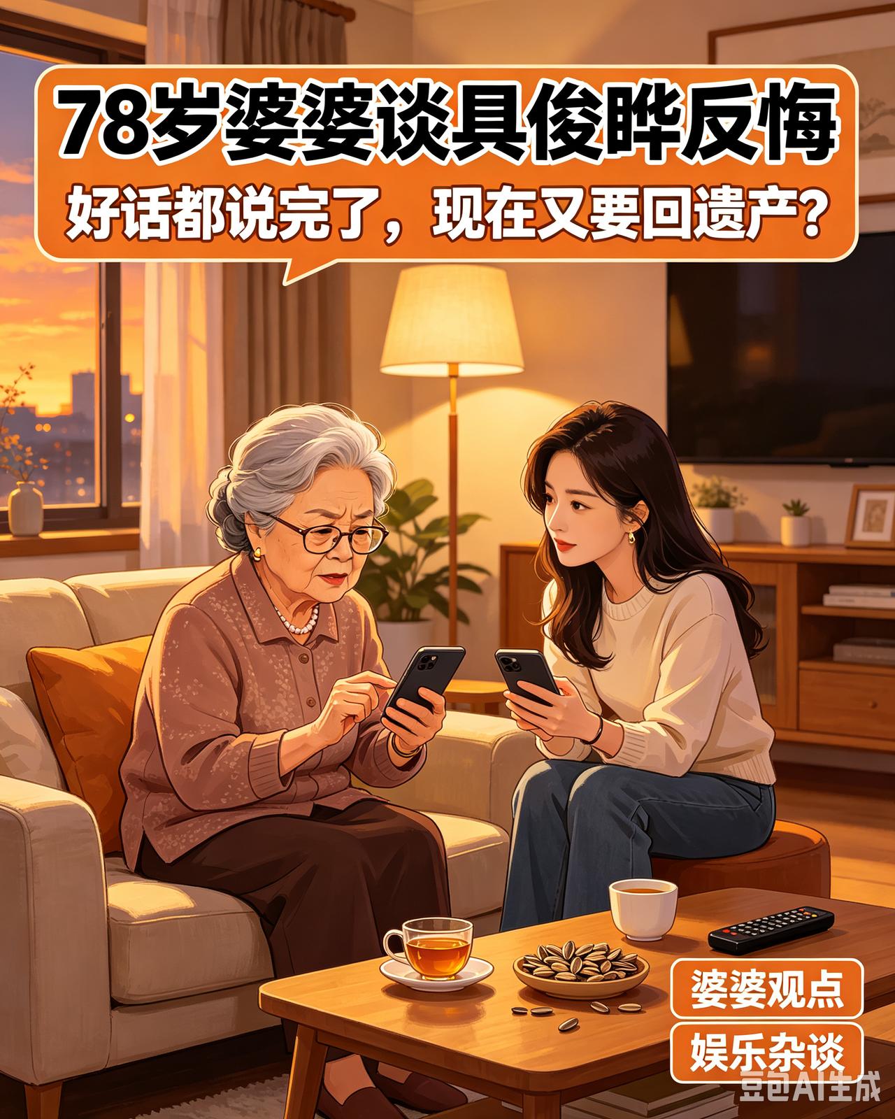 我问78岁婆婆，对具俊晔出尔反尔的行为怎么看。婆婆说：没眼看！我婆婆可是一