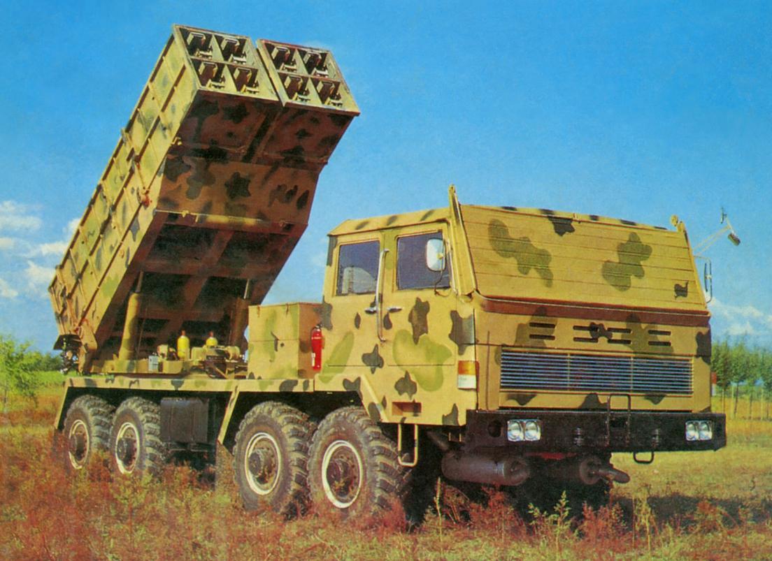 当年咱们没装备，不过出口型卖得还不错——WM-80273毫米轮式自行火箭炮由