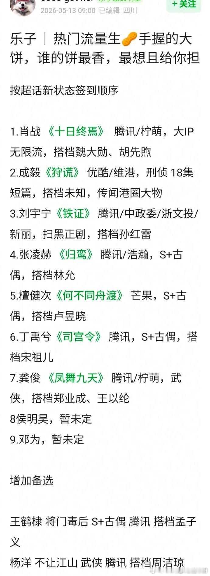 热门流量生们手里握着的大饼，哪个你觉得最香