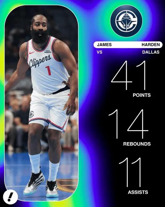 快船队史第一个40+三双，历史年龄最大的40+三双球员，生涯17次40+三双排紧