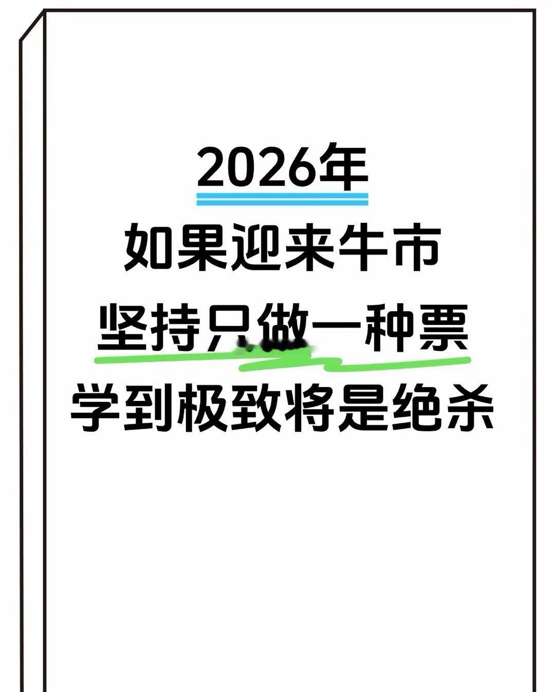 2026年若迎来牛市，坚持只做一种股票，把一种方法练到极致，就是“绝杀”。重点