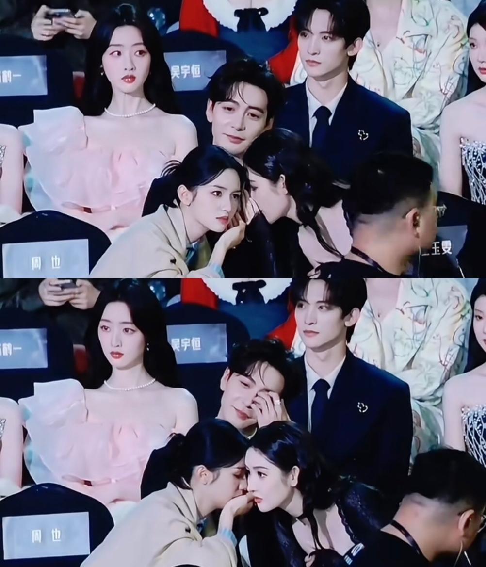 看有人指责两位美女，都聊成这样了就不能换个位置嘛，公共场合躺人家胸肌上聊不庄