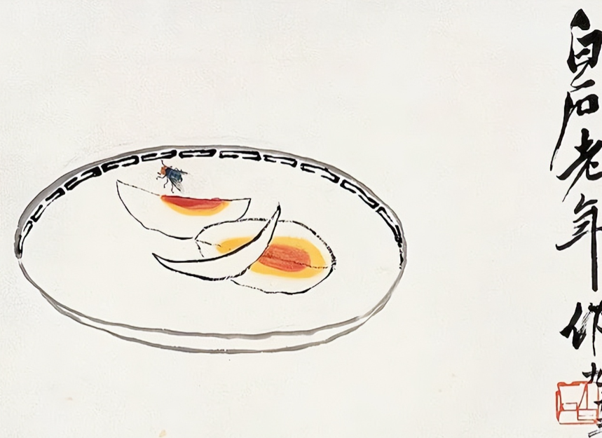 齐白石“扣门”，93岁时给求画人只画了三瓣咸鸭蛋，随后又在对方要求下才赠画了只苍