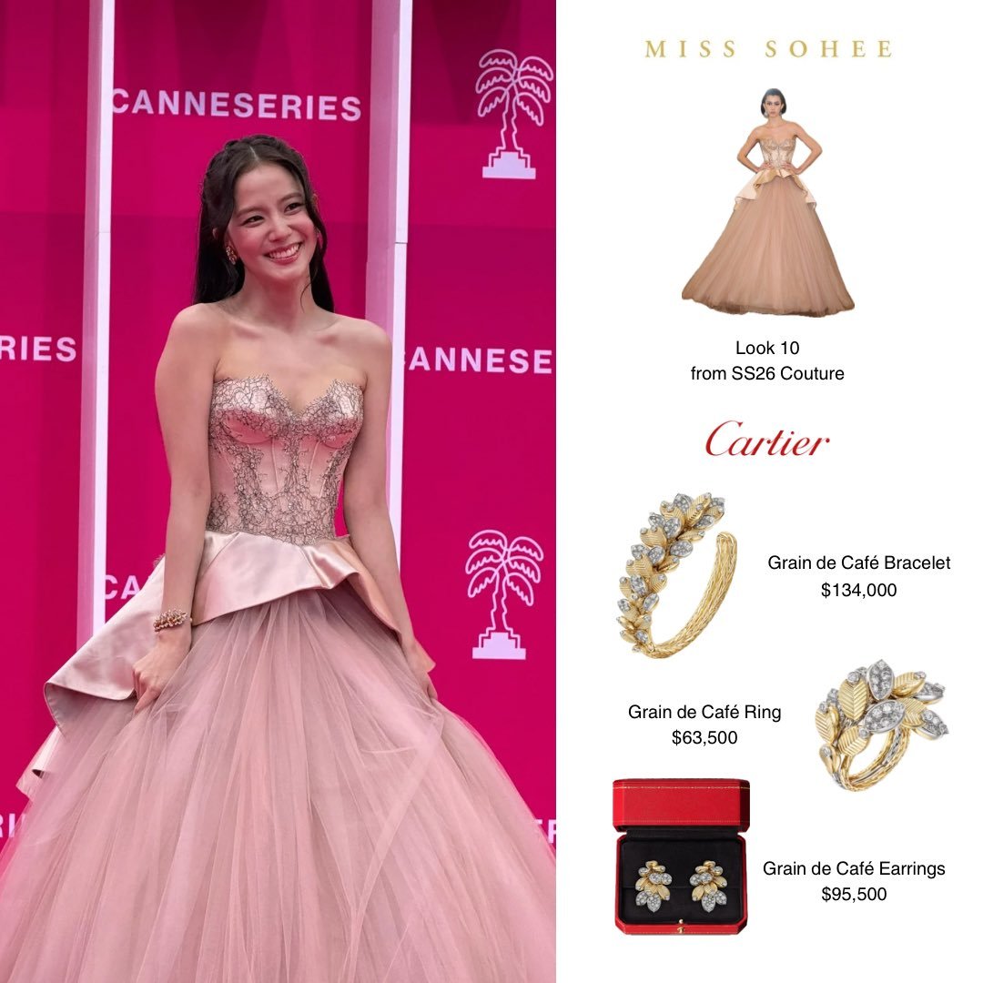 JISOO出席戛纳国际电视剧，手上的配饰价值约30万美元（约200万人民币）金智