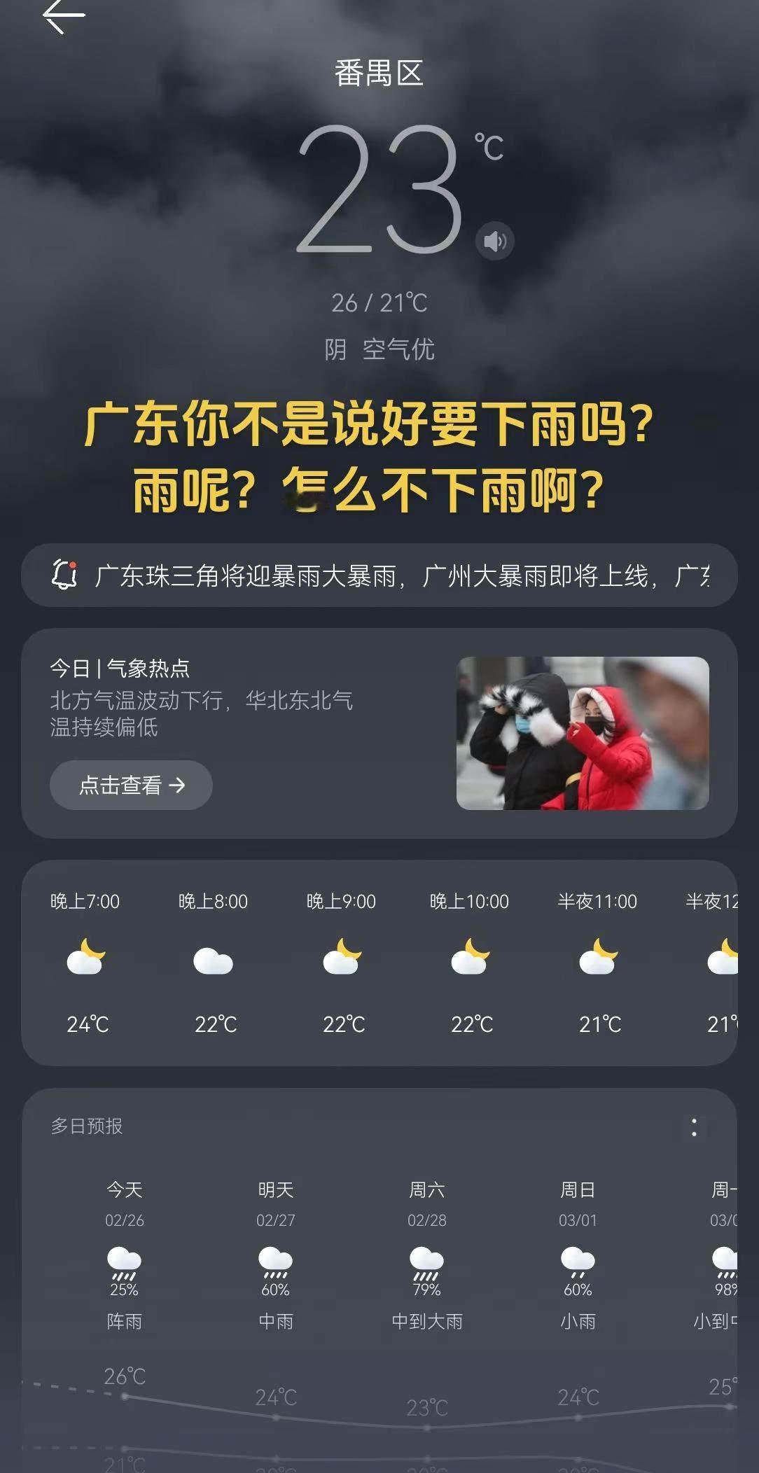广州的雨又被忽悠了。