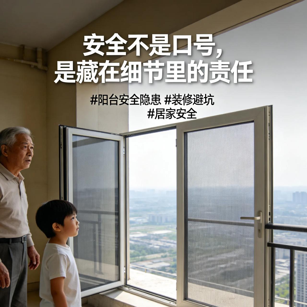 阳台只装纱窗门，一步踏空就是危险！这装修简直拿命开玩笑真替这位业主捏把汗！