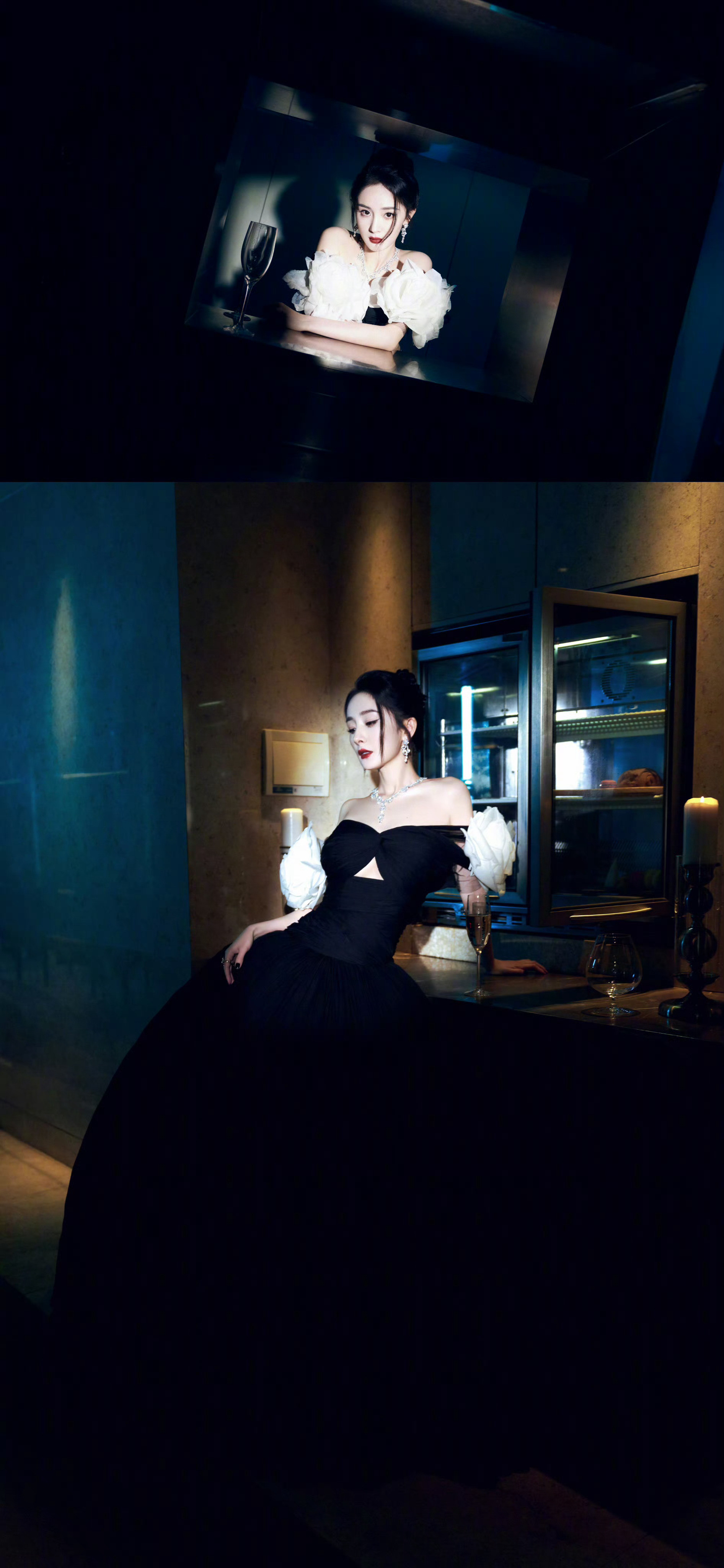 杨幂微博之夜红毯演绎暗夜精灵