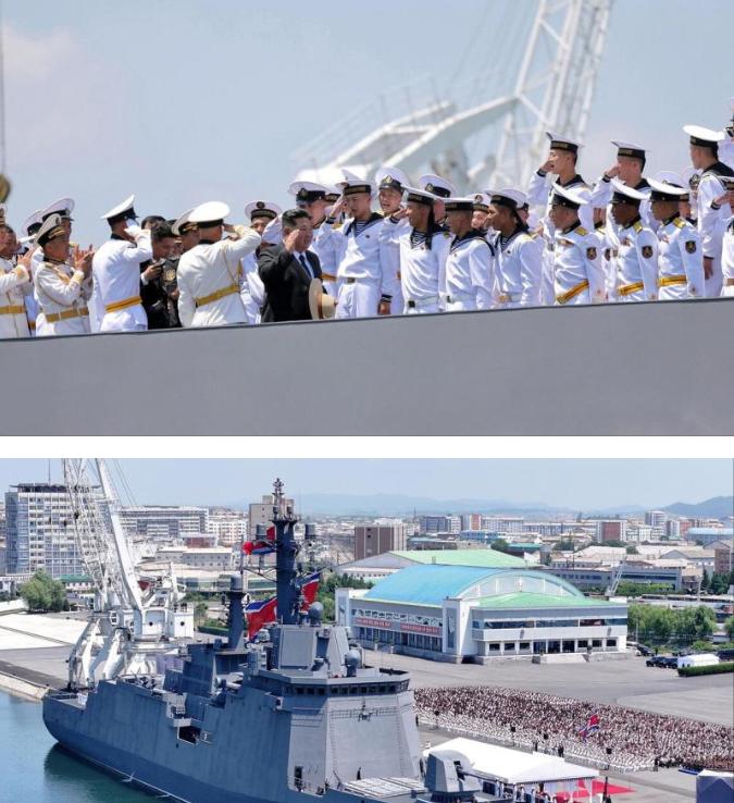 6月24日，据朝中社报道，23日朝鲜在南浦港举行了隆重的新型驱逐舰入列典礼，金正