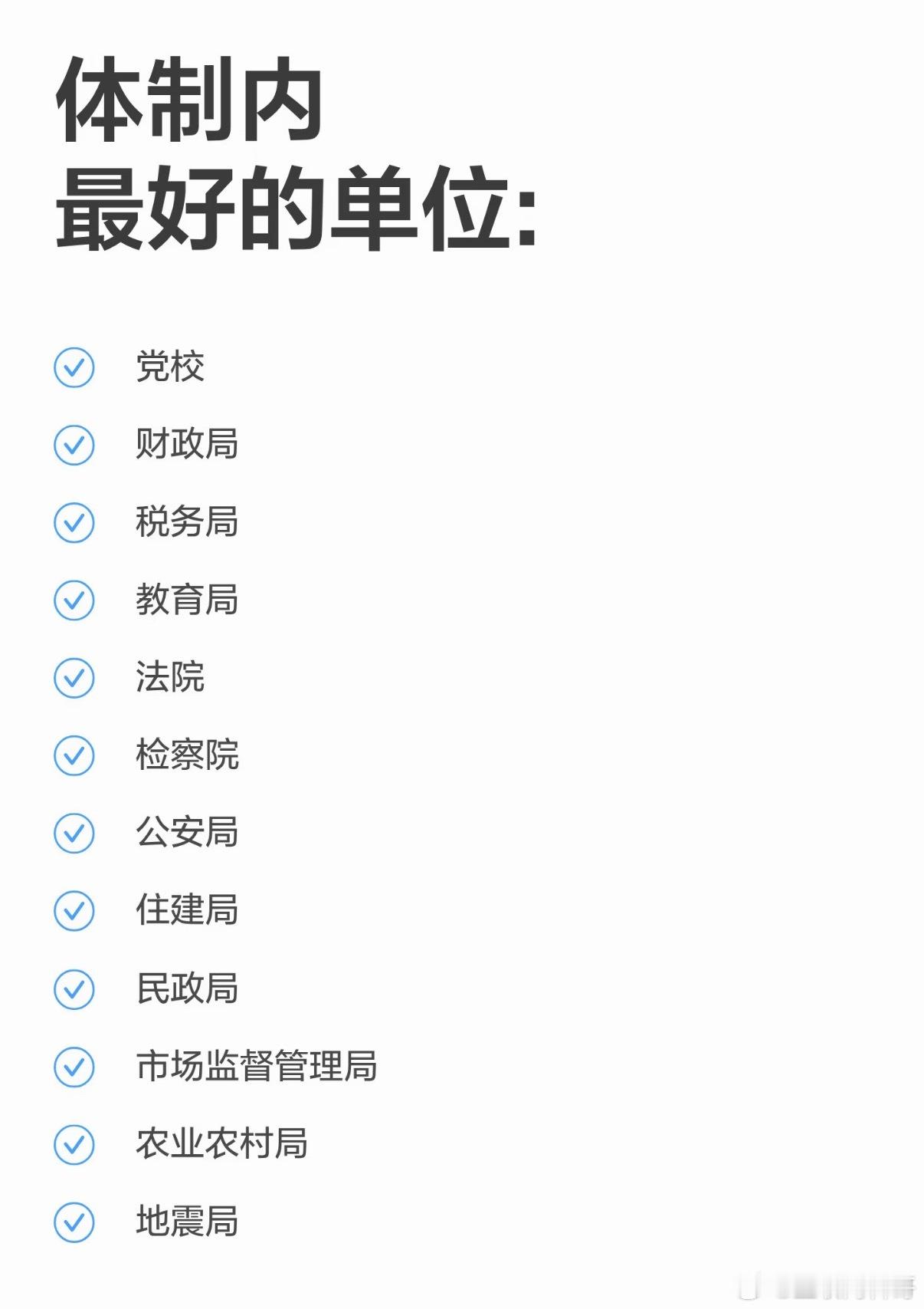 网友心中体制内最好的单位排名。