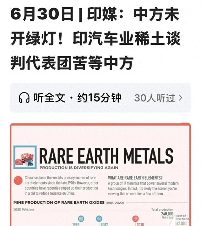 最高级的羞辱就是无视，印度组建代表团想就稀土问题来中国谈判，中方连邀请函都没给。