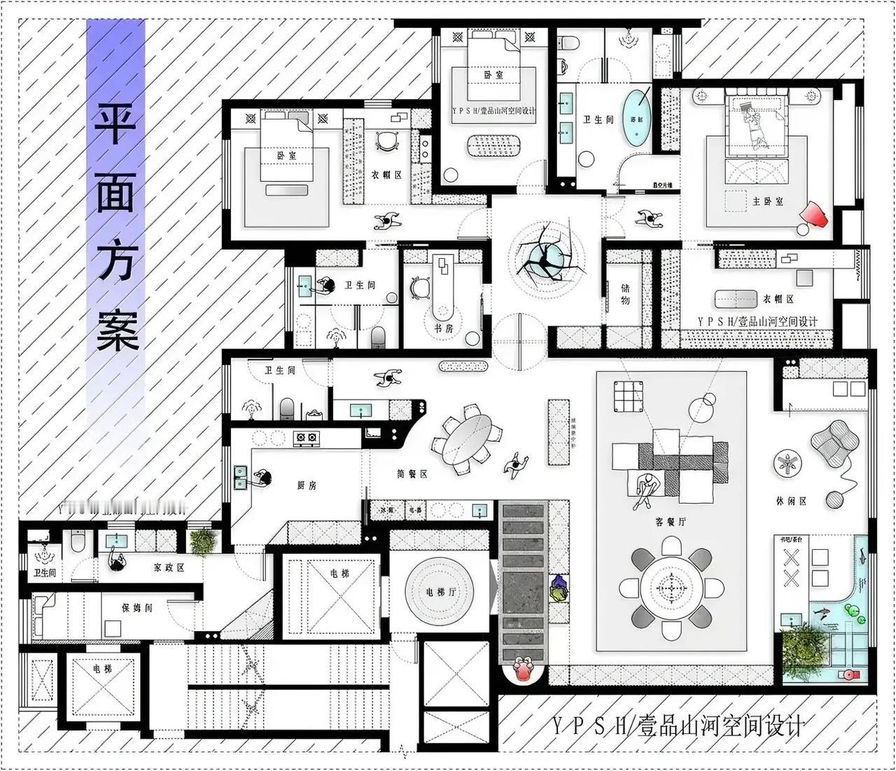 这个200多平米的豪华大户型可能会告诉你什么叫做设计感，客厅有独立的感觉，而休息