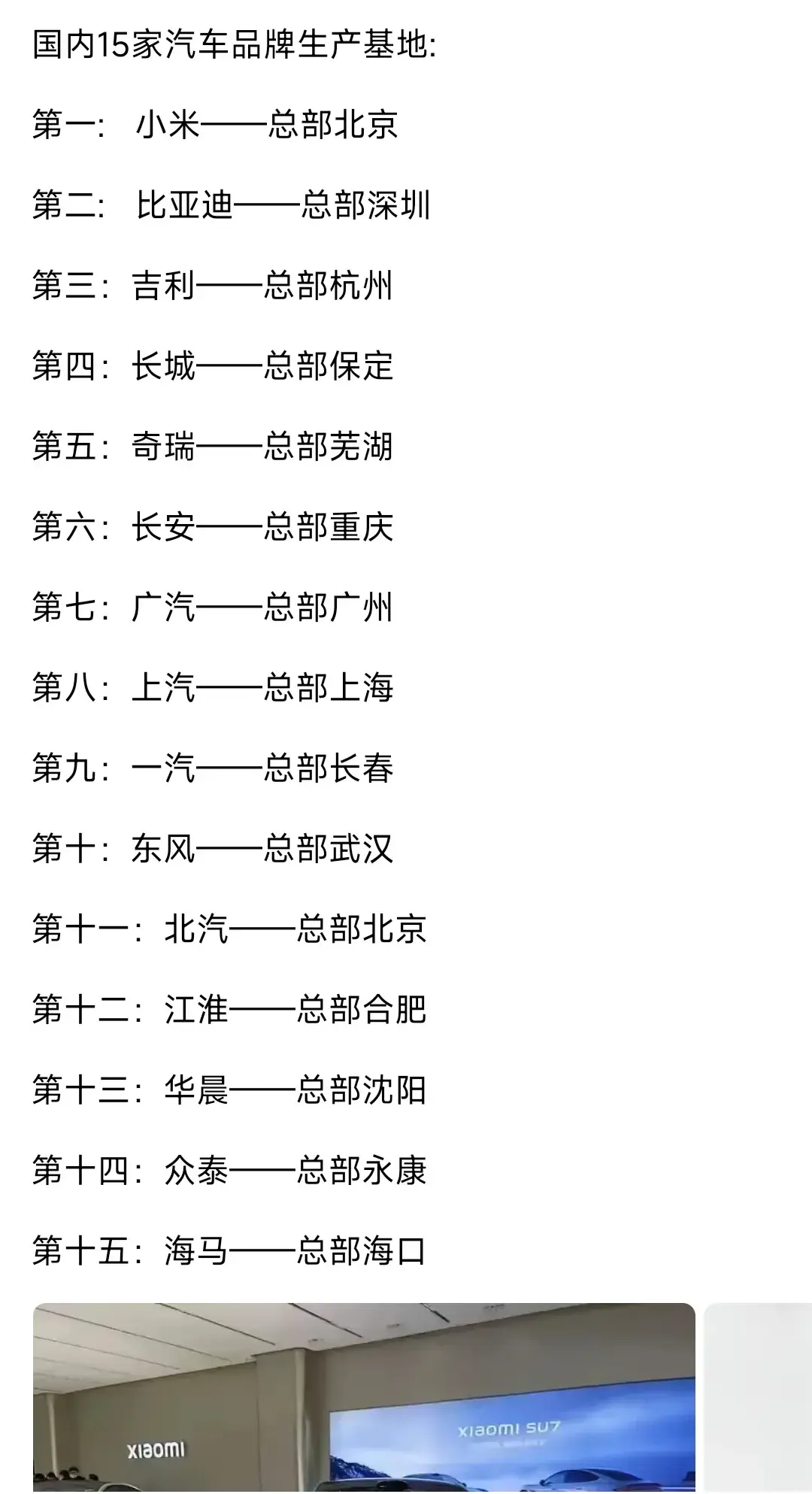揭秘国内15大汽车品牌总部所在地！