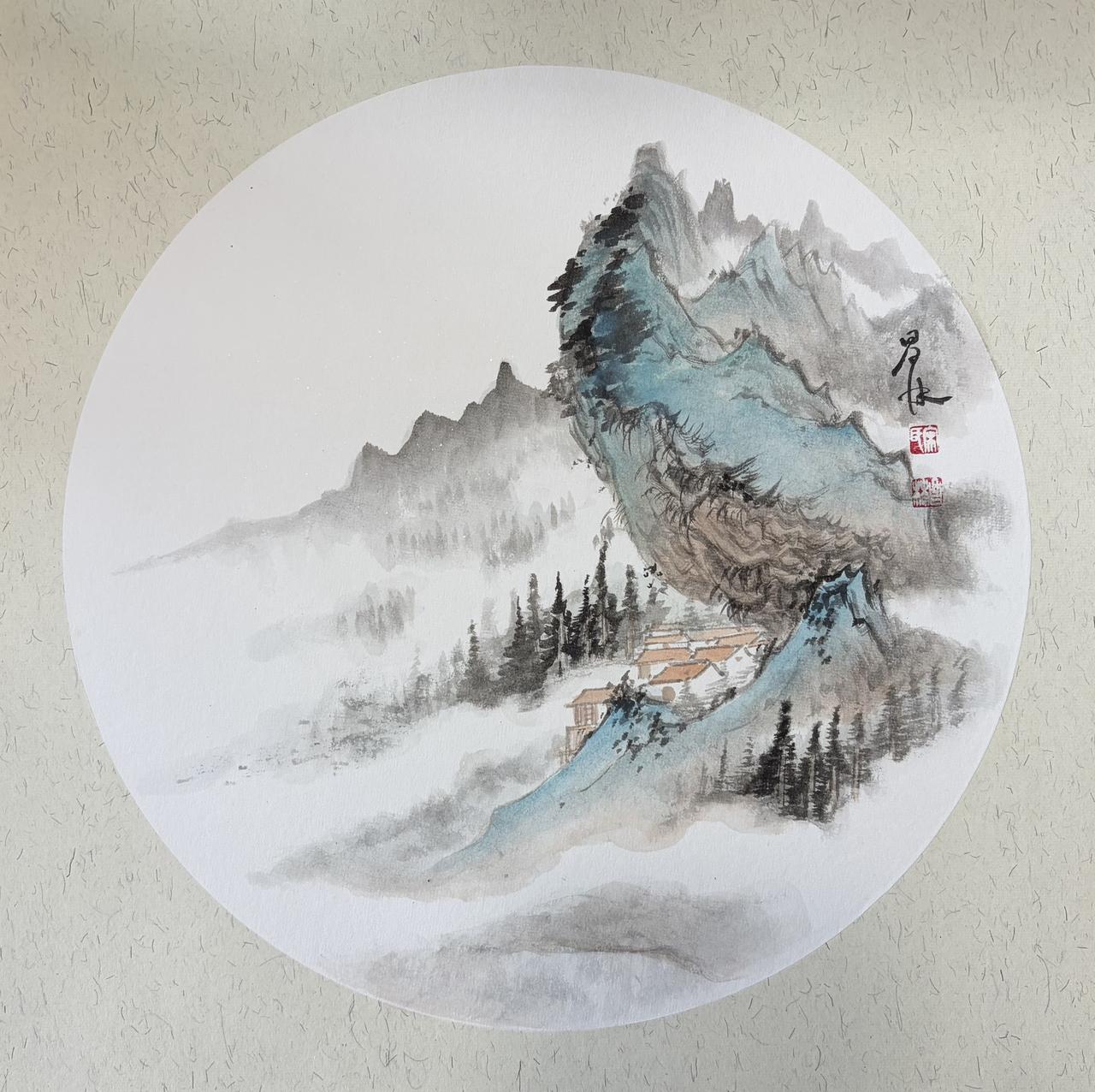 笔墨绘山水，心随景自闲🏞水墨寄情山水青绿山水画感受国画的诗情画意意境山