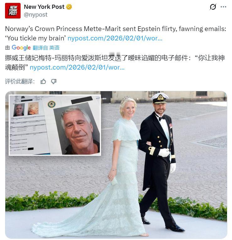 美媒：挪威王储妃梅特-玛丽因丑闻缠身，此次又不得不再次道歉。此前最新一批与爱泼斯