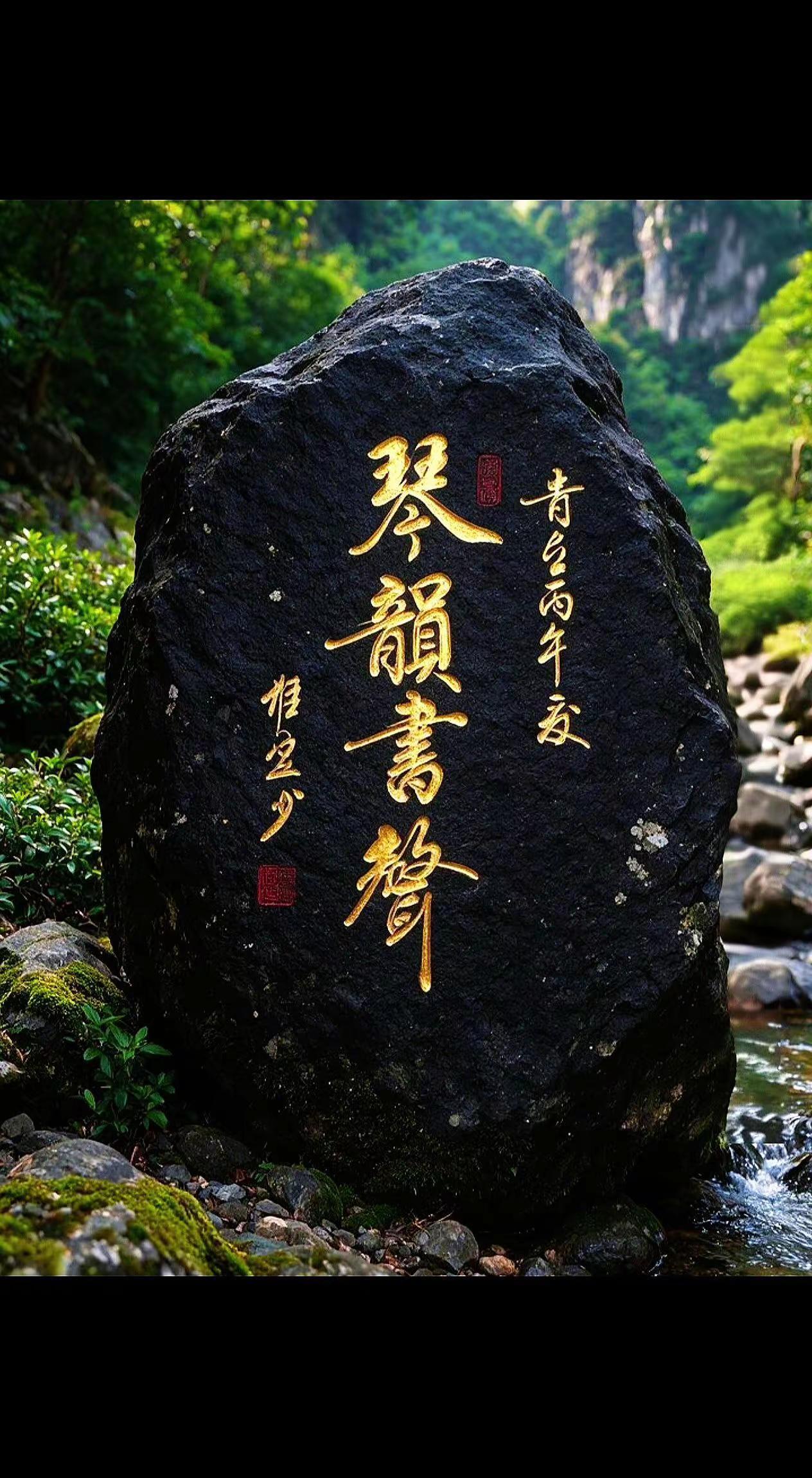 维安原创书法。石头上的书法传承书艺文化