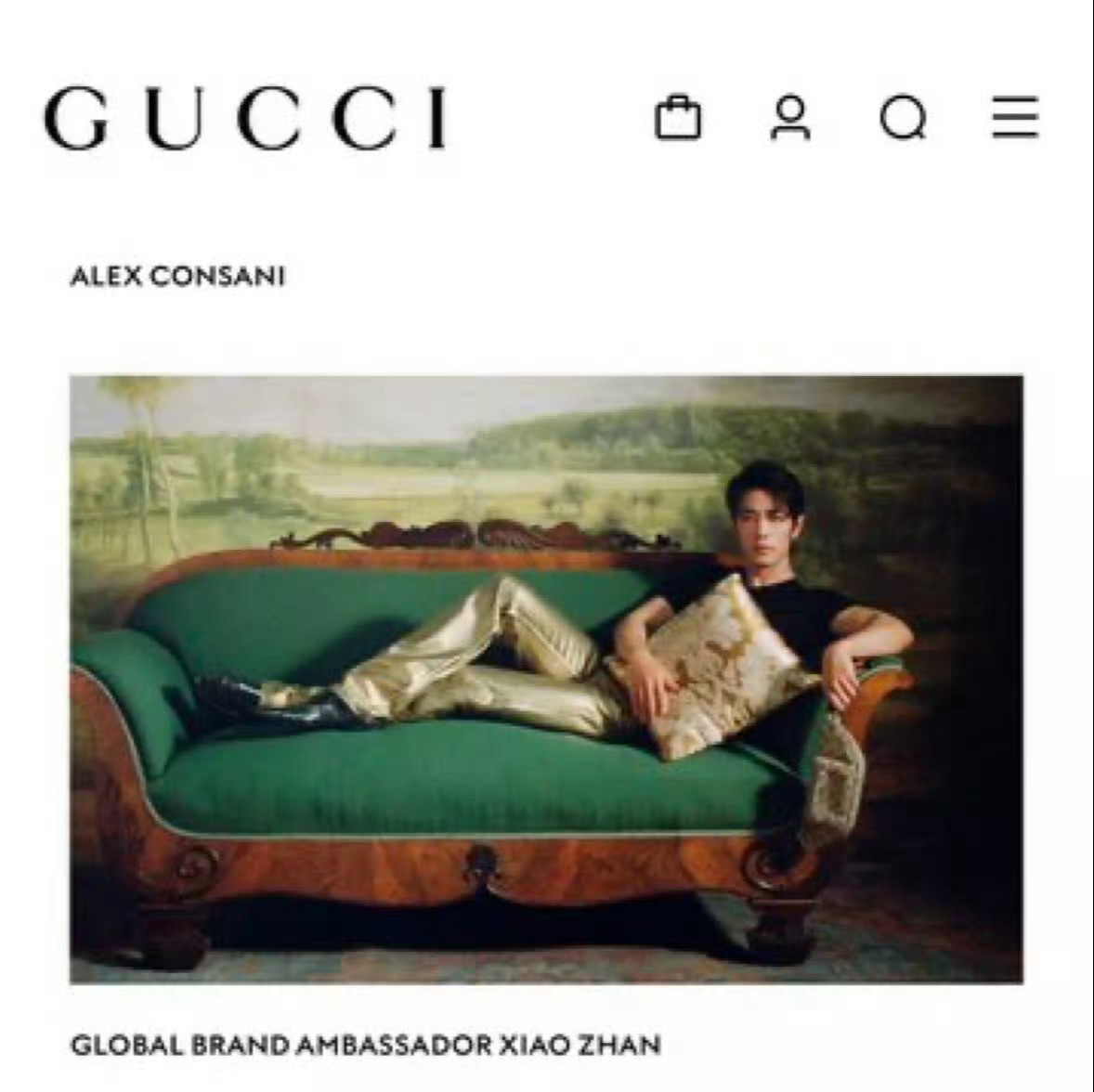 肖战占领Gucci官网和平台版头中肖战gucci品牌代言人gucciprim